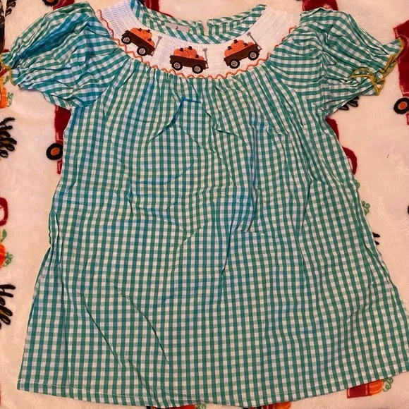 Honey bean smocked pumpkin wagon dress new - Picture 2 of 4